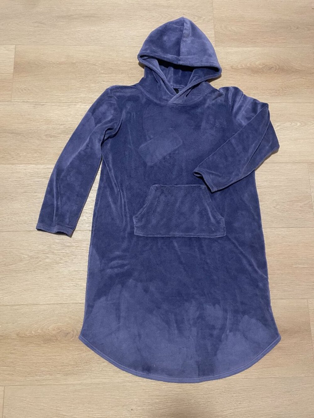 Long Sleeve Long Pajama Top with Hood and Front Pocket